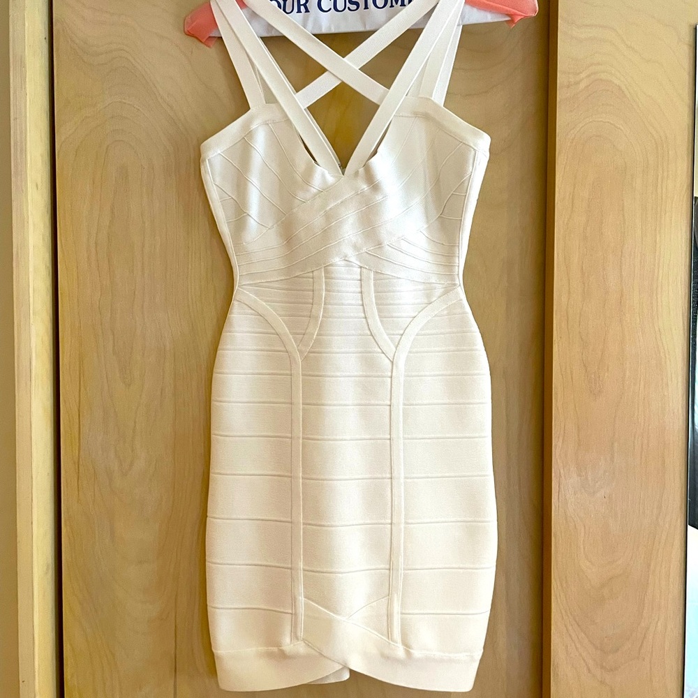Herve Leger mini dress alabaster color XS